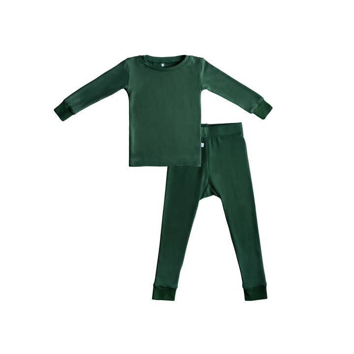 Toddler/Kids Bamboo Pajamas - Forest Green for wholesale by Dreamland Baby