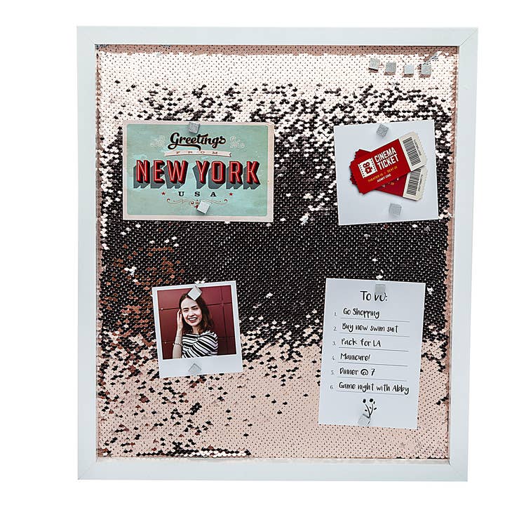 Rose Gold/white Sequin Cork Board for wholesale by Philip Whitney by Godinger