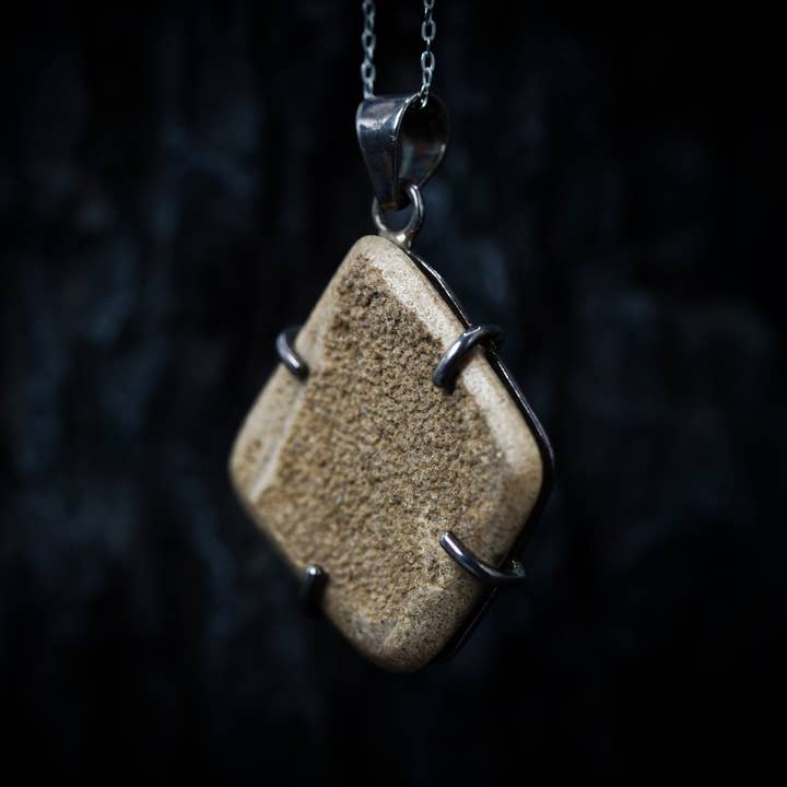 Black Feather Design - Wholesale Pendant/Charm Necklace - Dinosaur Egg Necklace - Fossil Jewellery - 925 Silver