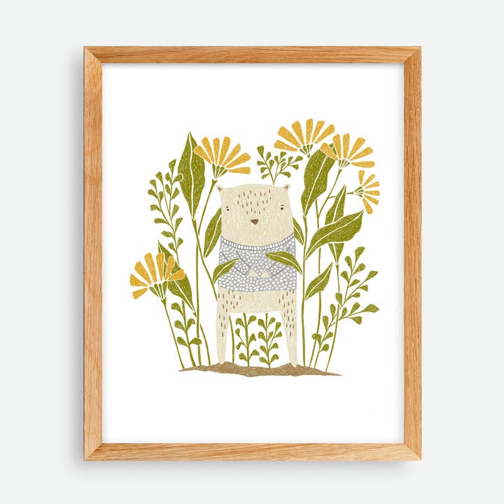 Impression artistique sur un ours de jardin pour la vente par Quiet Lines Design