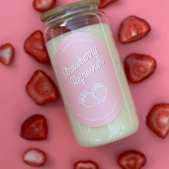 Vela de Soja de Madeira “Strawberry Refresher” Wick por atacado de Brighter Days Co.