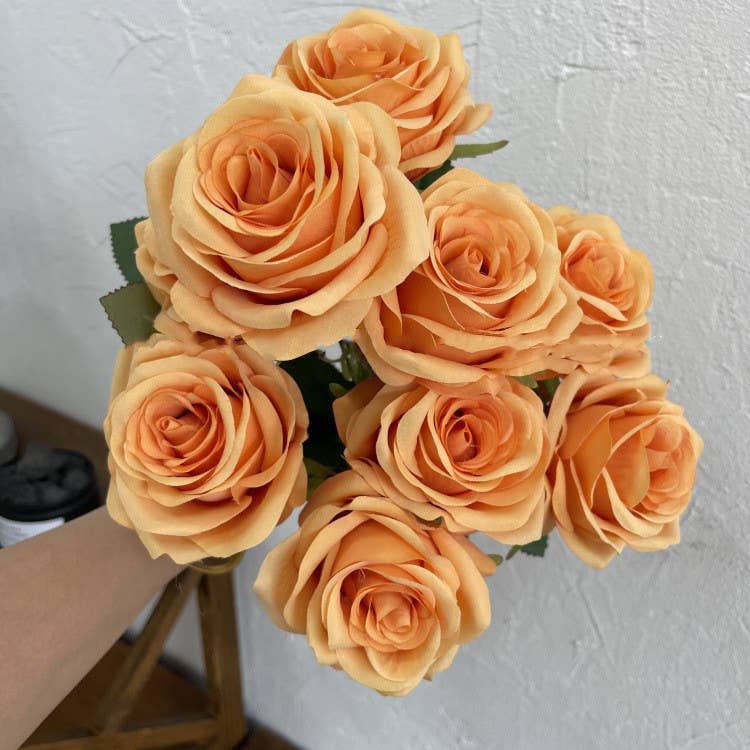 Sweet Home Deco – wholesale Konstgjorda blommor – 16"T sidenrosblommbunke, 9 huvuden, flerfärgade6