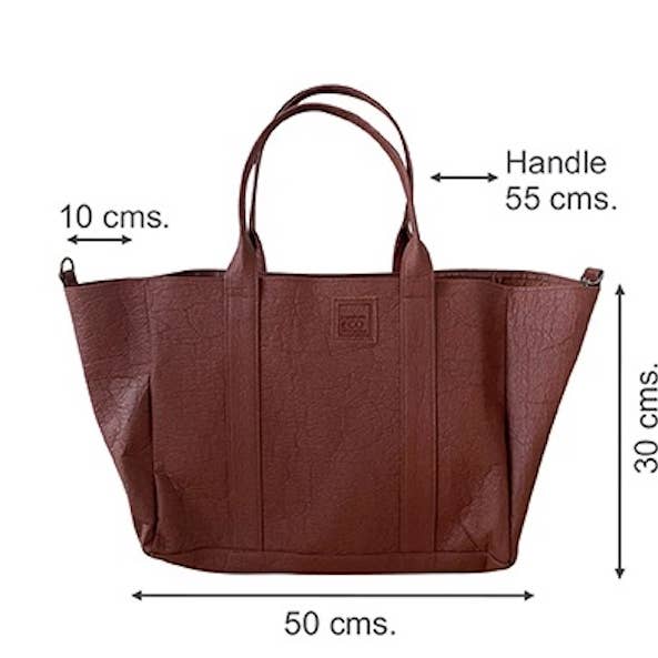 Bolso vegano hecho de tela de piña (marrón y canela) para venta al por mayor de Transform Eco Persona