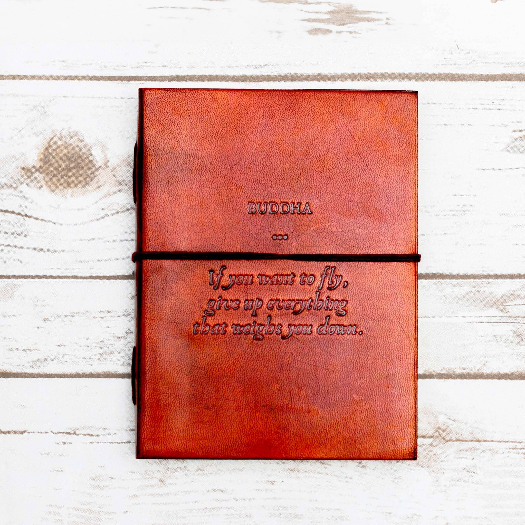 Soothi | Containers Of Creativity - Wholesale Journal/Diary - Buddha If You Want To Fly Quote Leather Journal - 8x6