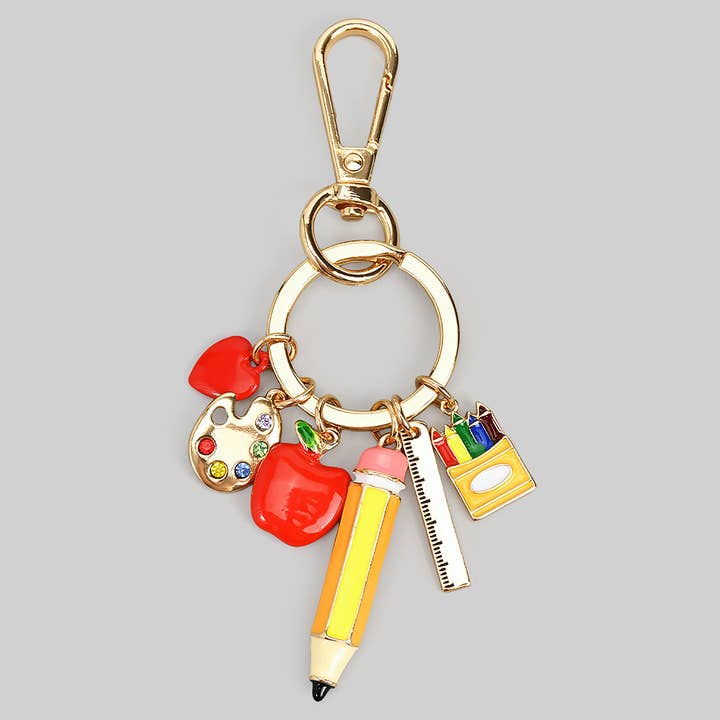 TEACHER THEME CHARM KEYCHAIN for wholesale by Girly
