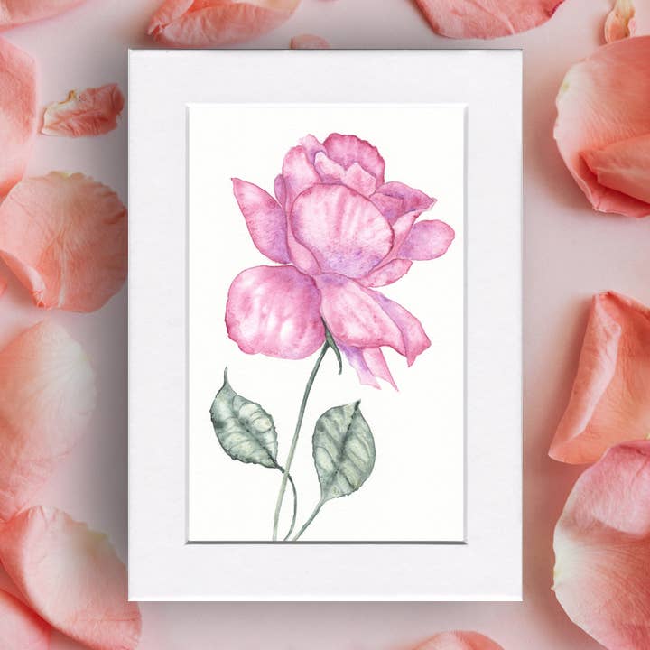 Pink Lavender Rose Floral Nature Art Mini Print for wholesale by Fine Art For Small Spaces
