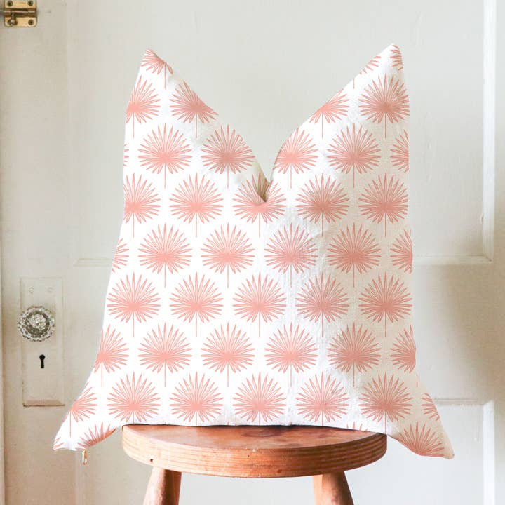 Linen Pillow Cover in Palm Leaves Pattern for wholesale by Muse Textiles