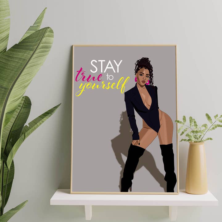 Mantenha-se Fiel a Si Mesmo Impressão por atacado de Black is Gold