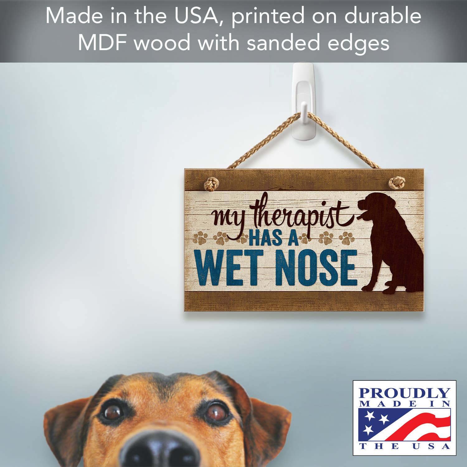 CounterArt/Highland Home/Thirstystone - Wholesale Sign - Therapist Has A Wet Nose Hanging Wood Sign 9.5" x 5.75"1