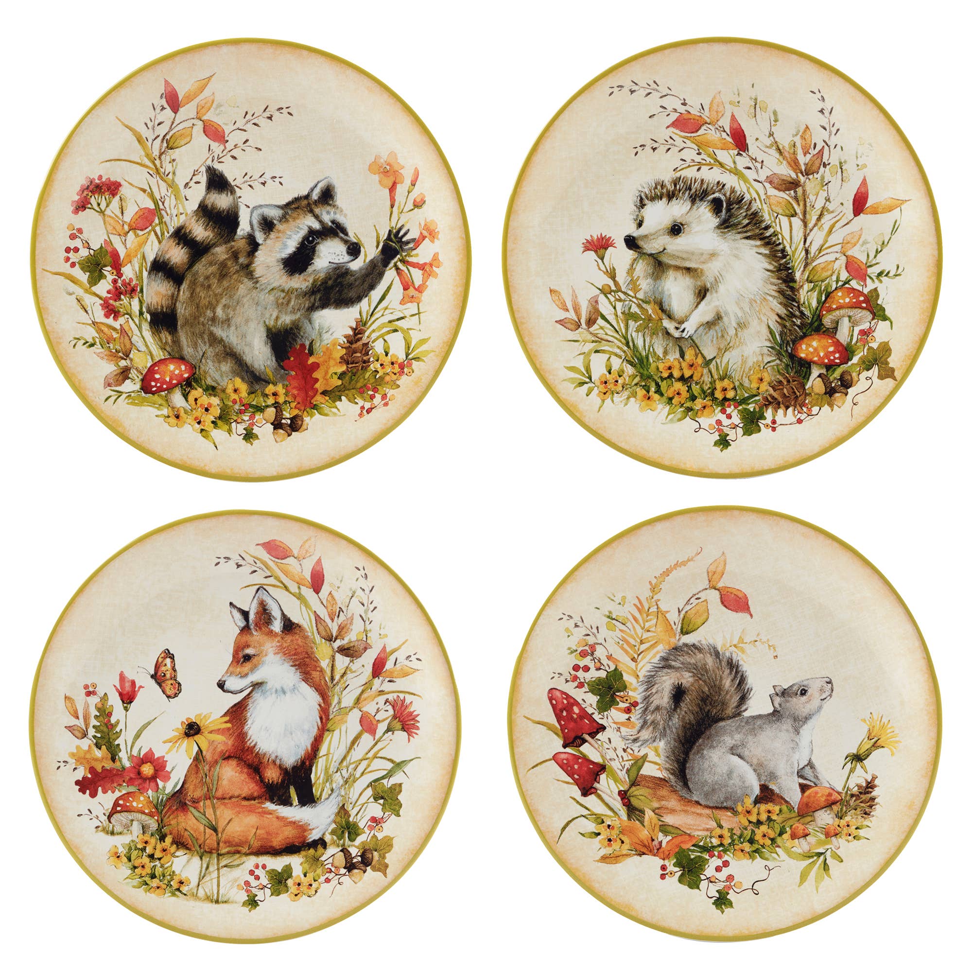 Certified International - Wholesale Appetizer Serveware - Woodland Critters Fall Dessert Plate 9in asst.10