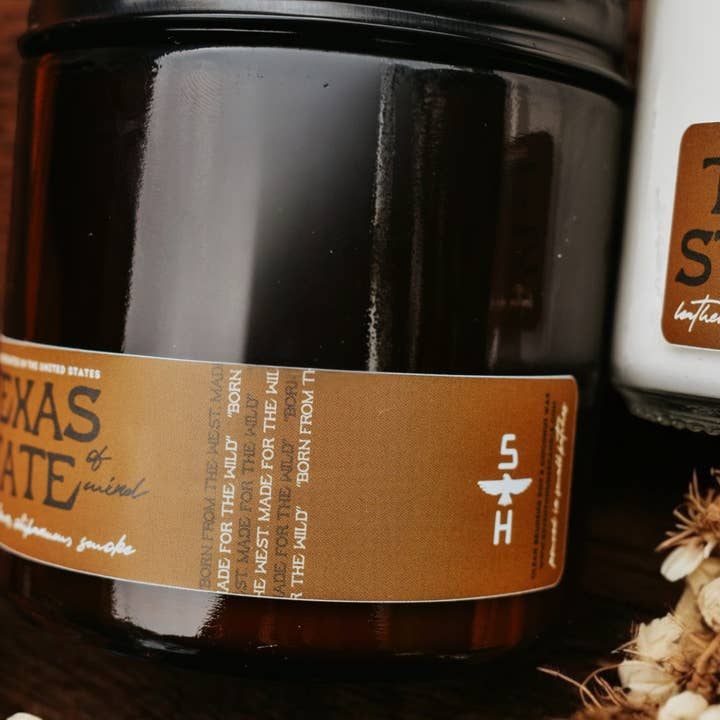 Seventh House Candle - Wholesale Jar/Filled Candle - TEXAS STATE OF MIND - Leather & Smoke Candle2