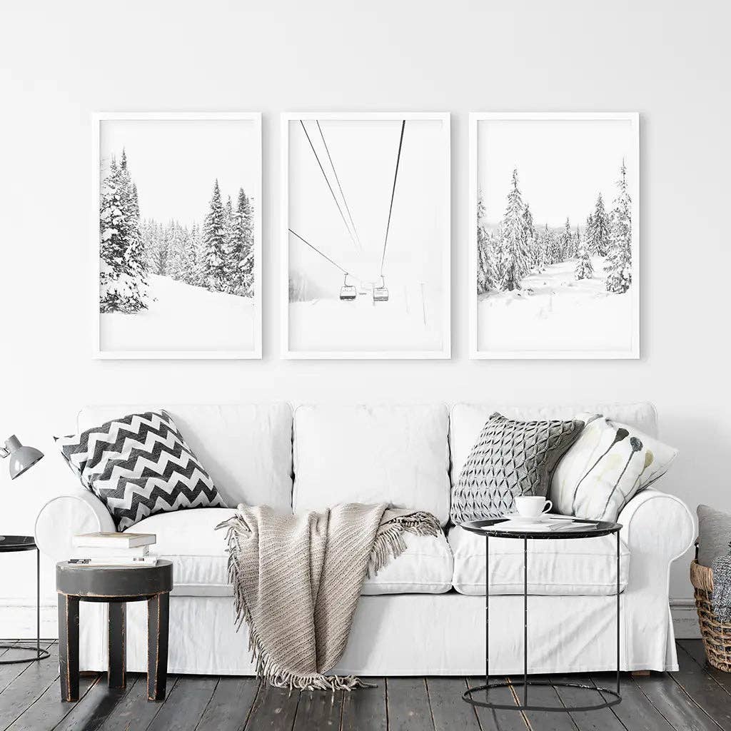 Art Lane - Wholesale Gallery Wall Set - Winter Skiing Black White Wall Art. Ski Lift, Snowy Forest5