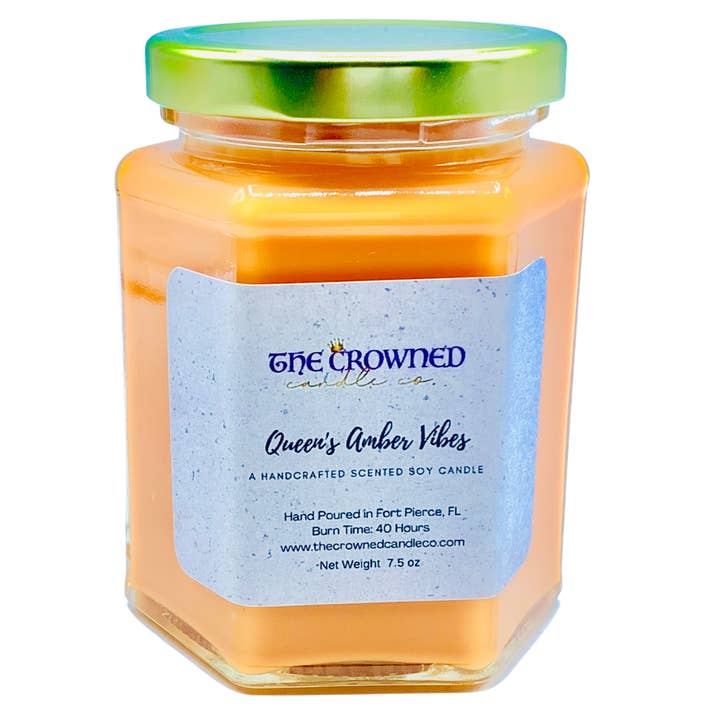Queen's Amber Vibes Soy Candle for wholesale by The Crowned Candle Company