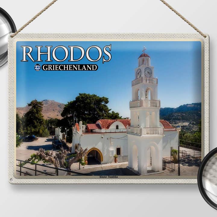 Femer – wholesale Sign – Tin sign travel 40x30 cm Rhodes Greece monastery Tsambika decoration