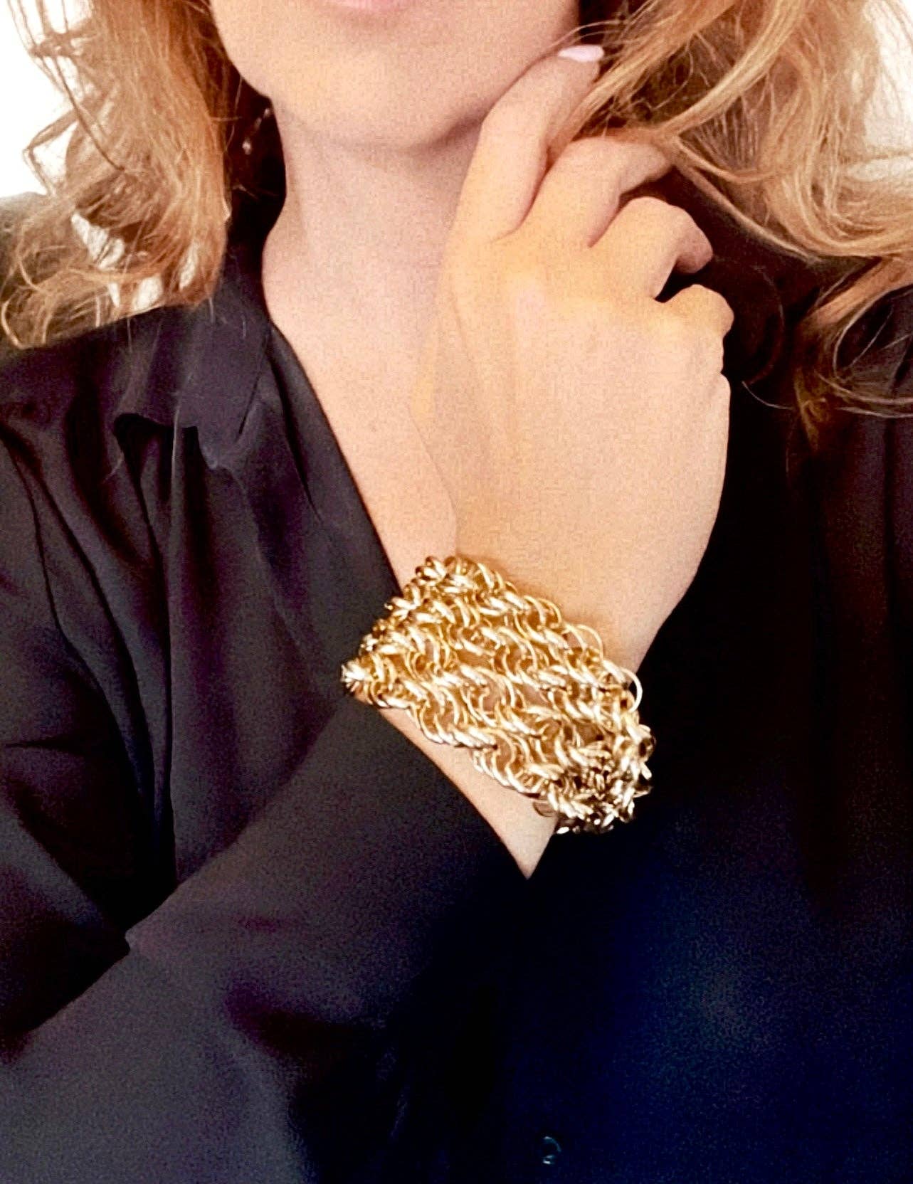 Gloria Mago - Wholesale Link & Chain Necklace - Multi-position necklace at 80cm in gold aluminum chain muktilinks3