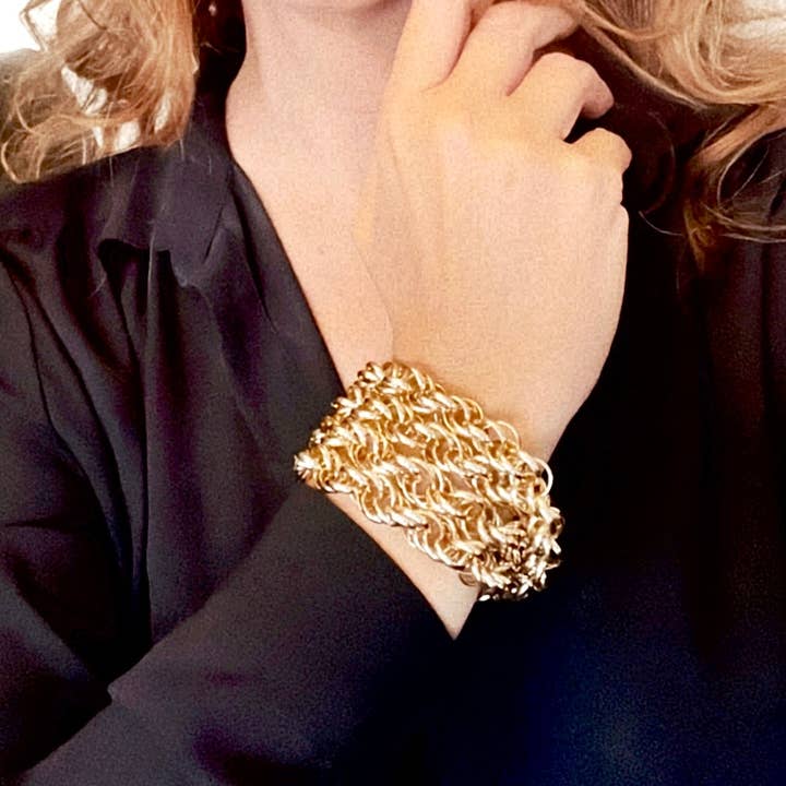 Gloria Mago - Wholesale Link & Chain Necklace - Multi-position necklace at 80cm in gold aluminum chain muktilinks3