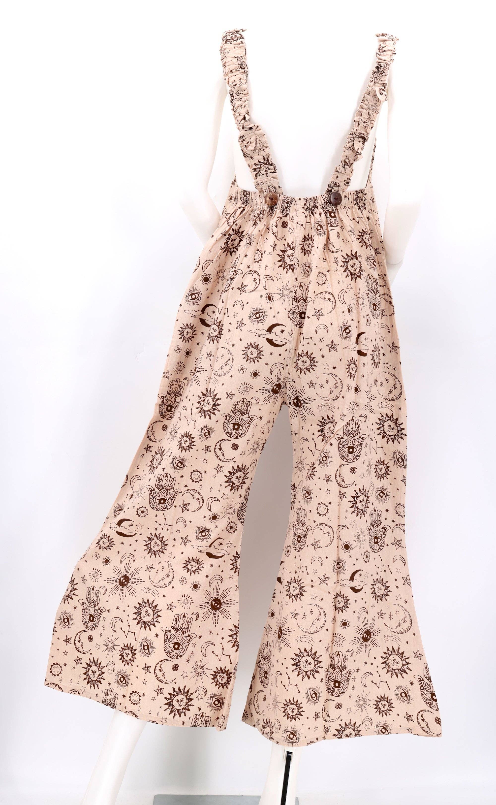 Himalaya Handmade - Wholesale Overalls - Women's - Cotton Hippie Handmade Celestial Print Wide Leg Bohemian Overalls11