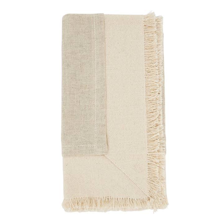Fennco Styles - Wholesale Dinner & Cloth Napkin - Double Layer Fringe Cotton-Linen 20" Dinner Napkin1