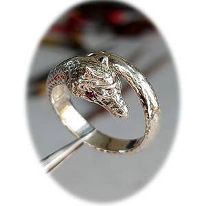 The Magical Dragon Sterling Ring - Garnet Sliver Gems for wholesale by Crystal Earth Sterling