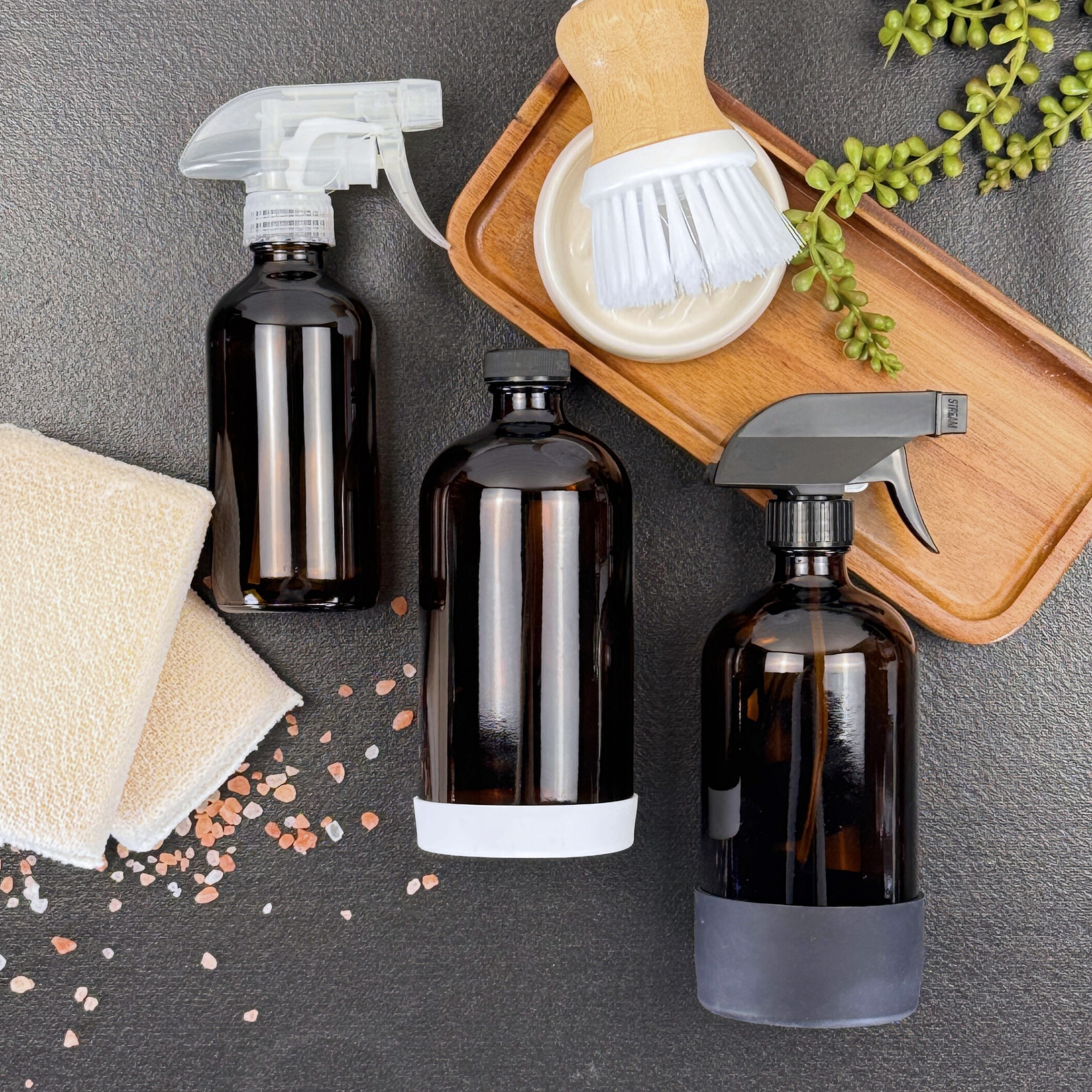 The Bottle Shoppe – wholesale Tvåldispenser – Bärnstensfärgad glasdispenser - 8oz eller 16oz4