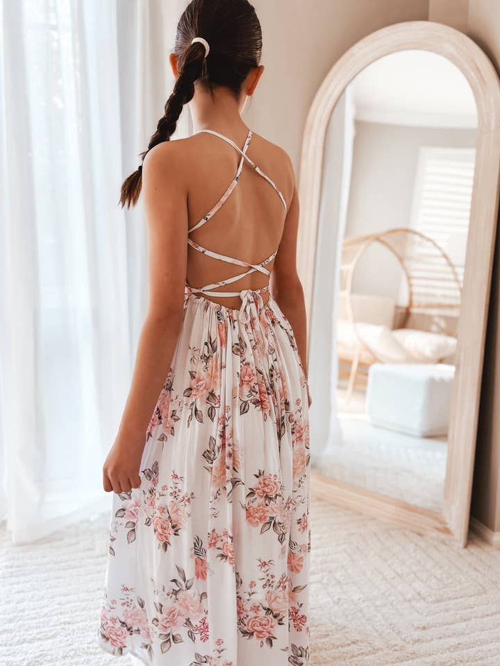 Meadow Floral High Low Girls Dress for wholesale by A Little Lacey