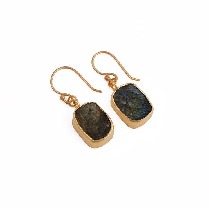 El Joyero - Wholesale Dangle Earrings - Labradorite Birthstone Earring Handmade Rough Hook Earring4