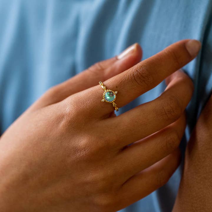 Lucent Studios Ltd - Wholesale Cocktail/Statement Ring - Aura Quartz Adjustable Gold Plated Ring7