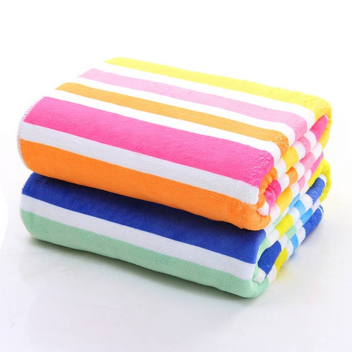 ACCITY - Wholesale Bath Towel - THICKENED BEACH TOWEL WITH PRINTED STRIPES_CWMM2282