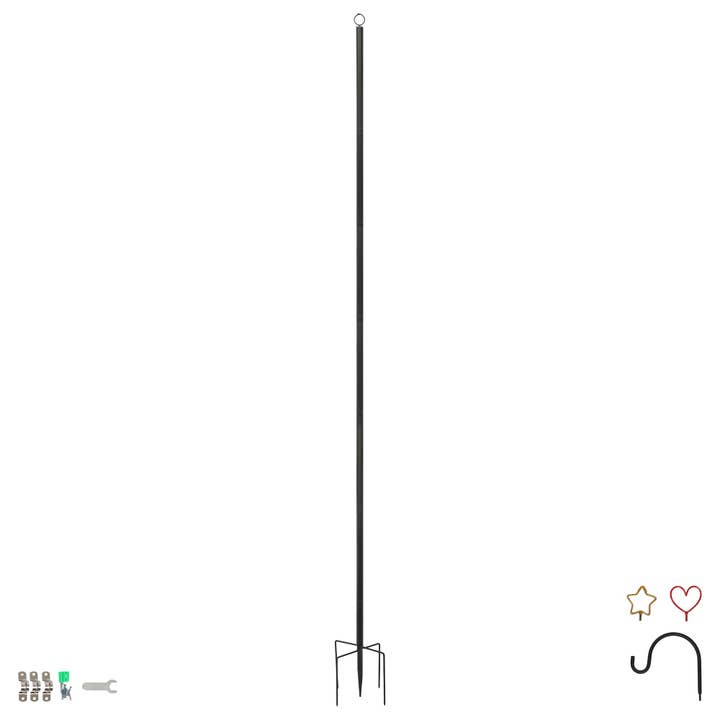 Poste de Festão de Ferro para Exterior - 0,6-2,5M - Preto por atacado de Rinkit Ltd