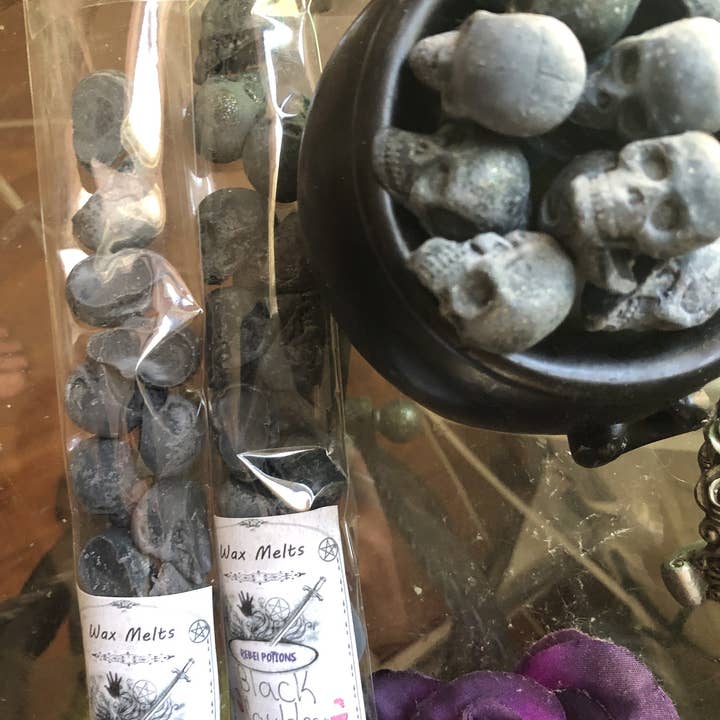 Rebel Potions - Wholesale Wax Melt - Black Cauldron mini skull wax melts goth Halloween Wicca Pag