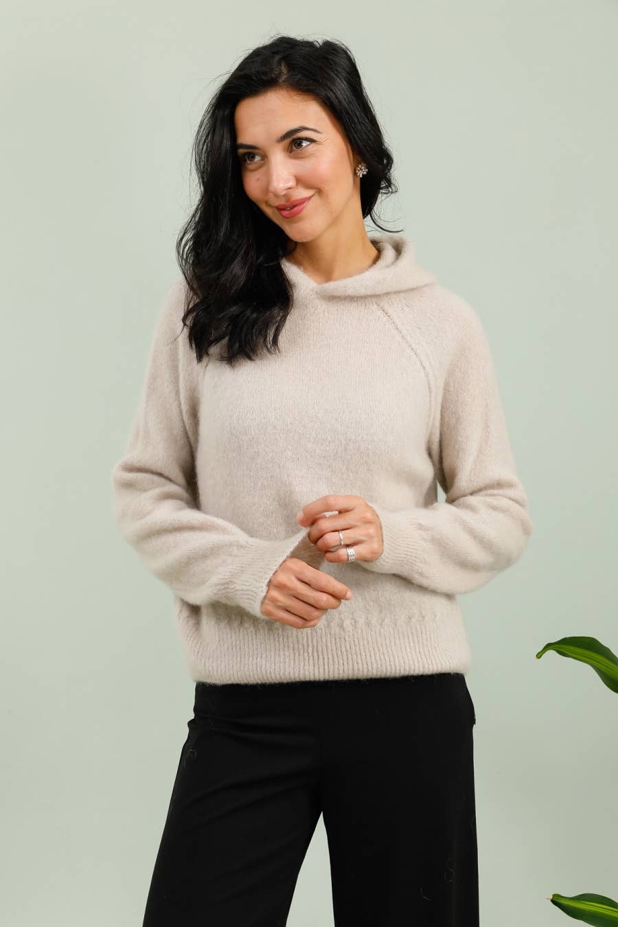 NAÏS PARIS - Wholesale Knit Sweater - Women's - Hoodie-style sweater in kid mohair and merino wool