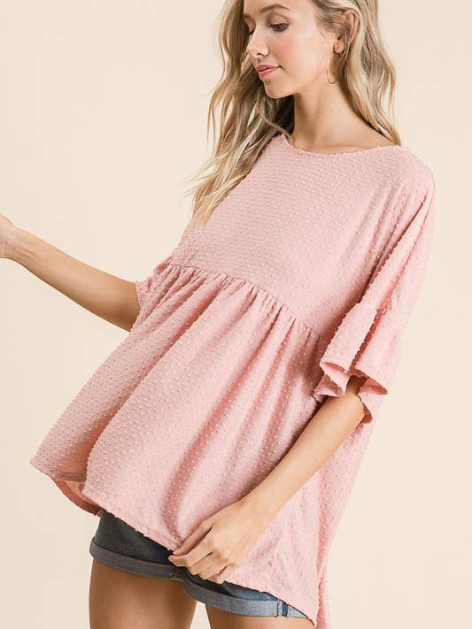 lovely melody - Wholesale Tunic - Women's - LMT1519-Belle's Swiss Polka Dot Baby Doll Tunic25