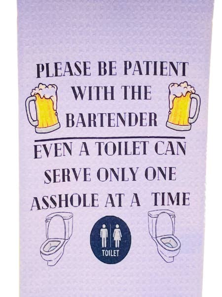 Funny Bartender tea towel for your favorite bartender!! for wholesale by TOPICS IN THE TROPICS