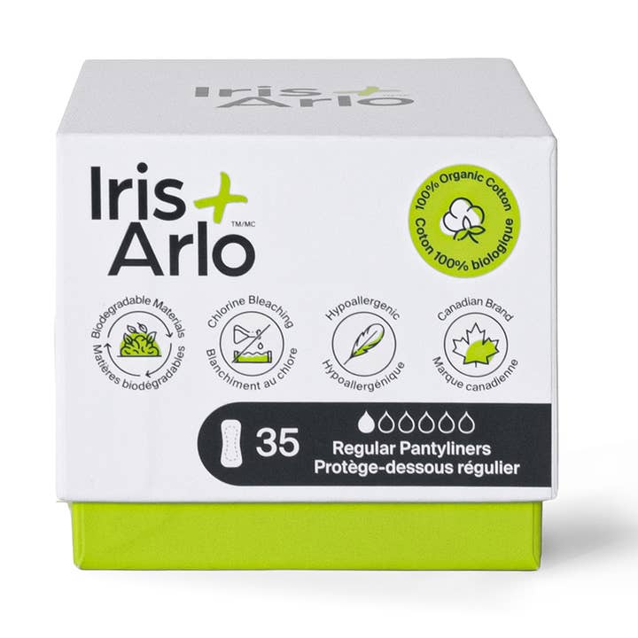 Protège-slips : 100 % coton biologique, taille normale (boîte de 35) pour la vente par Iris + Arlo
