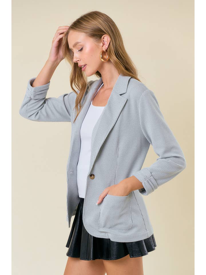 Doe and Rae - Wholesale Blazer - Women's - Shirred Sleeve Textured Blazer - 10150J