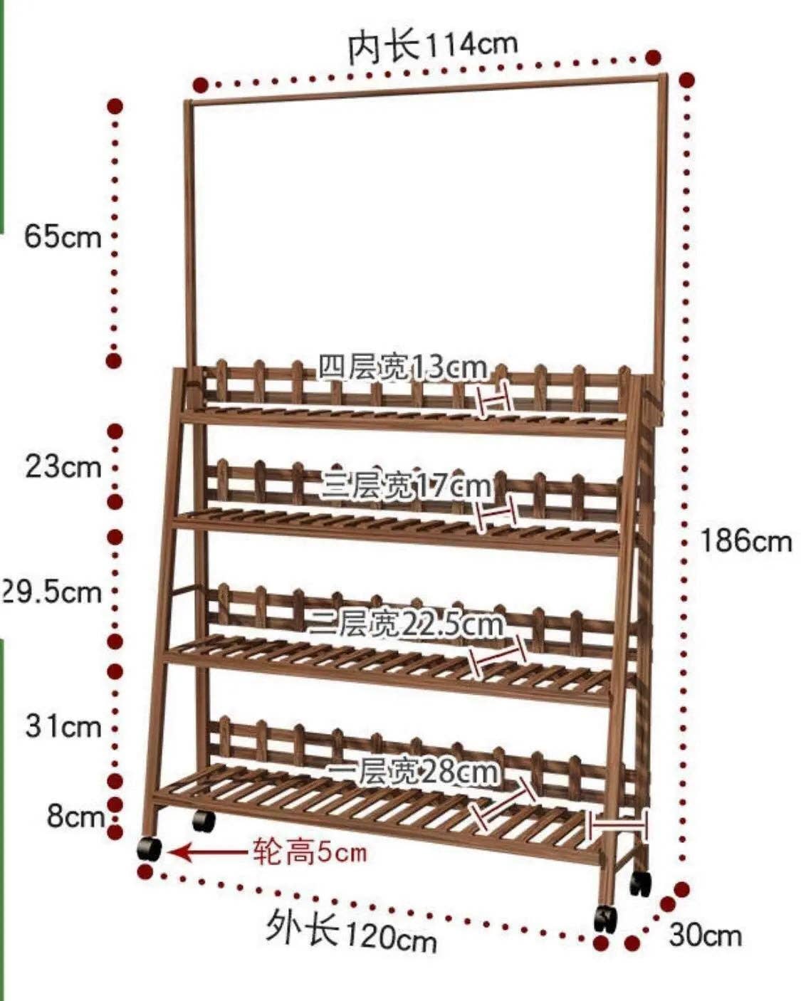 everythingbamboo - Vente Supports de plantes - Étagère porte-plante en pin massif avec barre suspendue, décor jardin intérieur et extérieur23