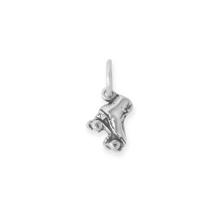 Silver Stars Collection - Wholesale Individual charm/pendant - Oxidized 3D Roller Skate Charm