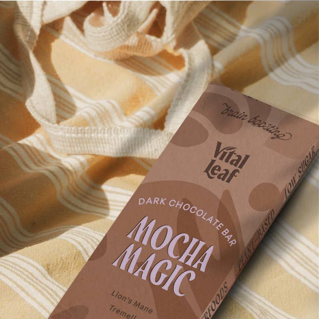Vital Leaf - Wholesale Chocolate Bar - Mocha Magic Mushroom Dark Chocolate Bar for Brain: 12ct case4