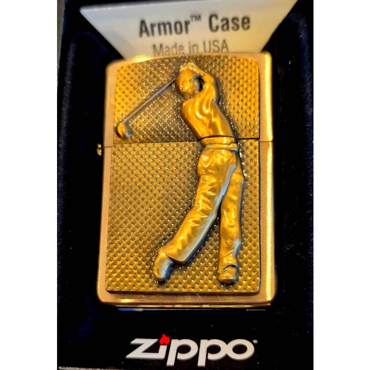 Golpeador de Golf con Armadura de Latón Fresco Emblema 3D Zippo para venta al por mayor de Lighter King