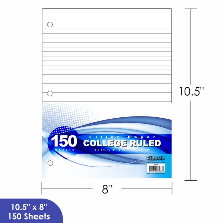 Filler Paper C/R 150 Ct. for wholesale by BAZIC Products