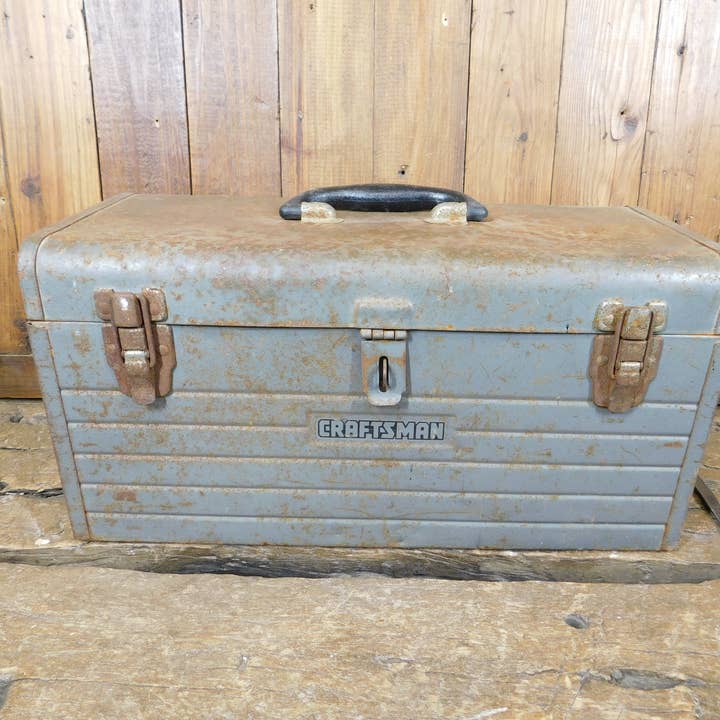 Vintage Craftmen Metal Tool box-#49-Storage-18x8x9Hin for wholesale by My Amigos Imports
