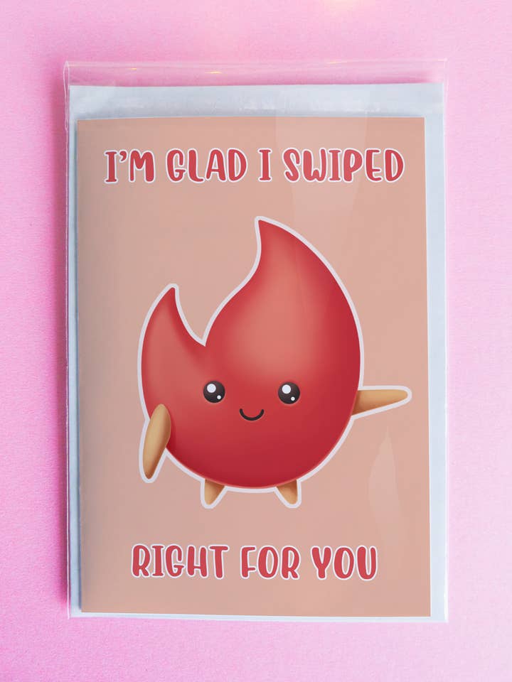 Tarjeta con el dedo hacia la derecha, divertida tarjeta de San Valentín, tarjeta de felicitación para venta al por mayor de Join The Creative Side