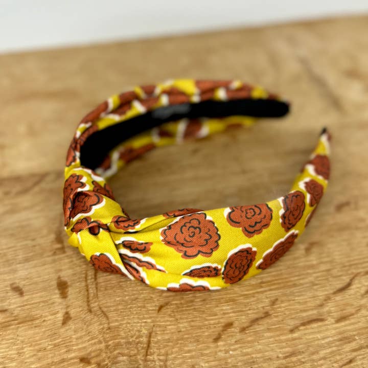 Gray Bird Label - Wholesale Fashion Headband - Women's - Classic Knot Satin Headband | Maximalist Retro Floral Boho Print