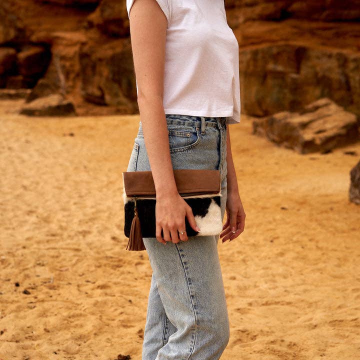 Cowhide Leather Clutch - Sofia for wholesale by Glamthread