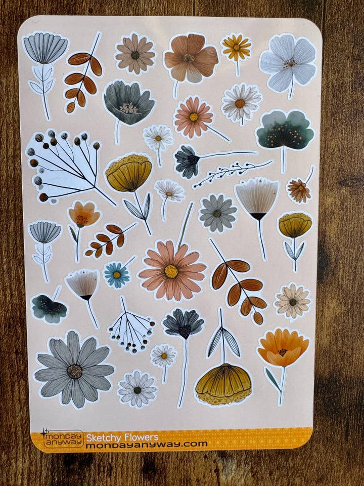 Wildflower Sticker Sheet for wholesale by Monday Anyway