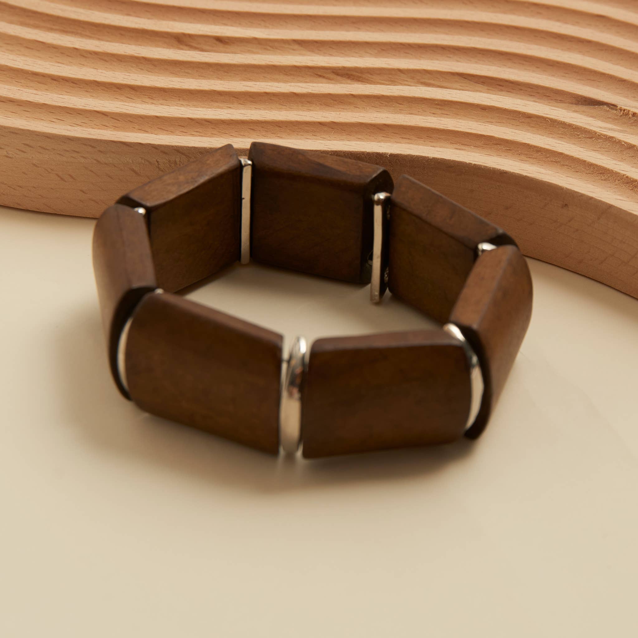 Elsie & Zoey - Wholesale Beaded Bracelet - Tova Chunky Wooden Stretch Bracelet0