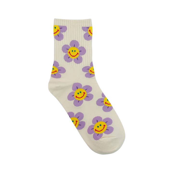 7DAYSSOCKS - Wholesale Socks - Women's - Women's Crew Smile Flower Socks1