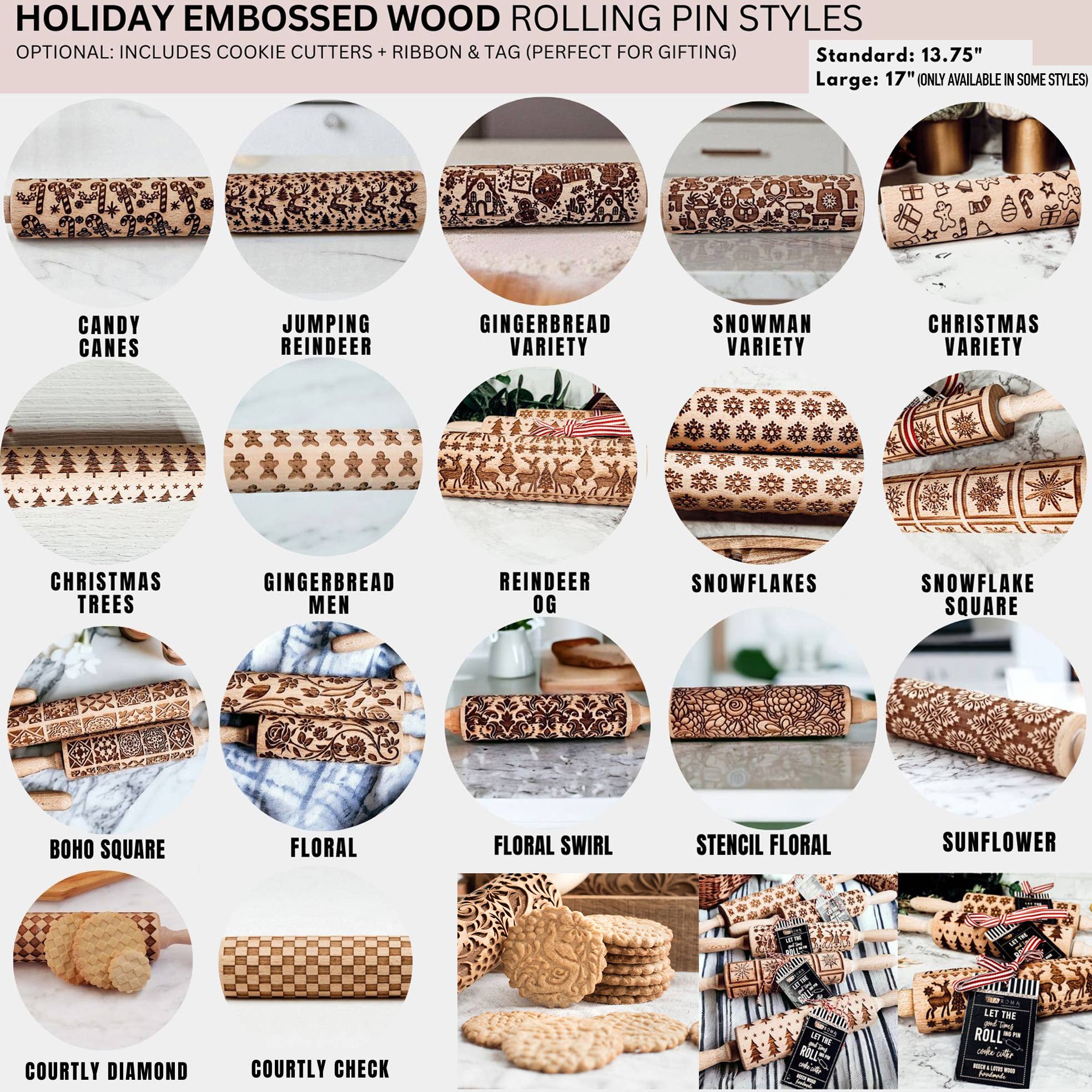 Gia Roma - Wholesale Rolling Pin - Christmas Cookie Cutter Baking Gift Set Wooden Rolling Pins 17