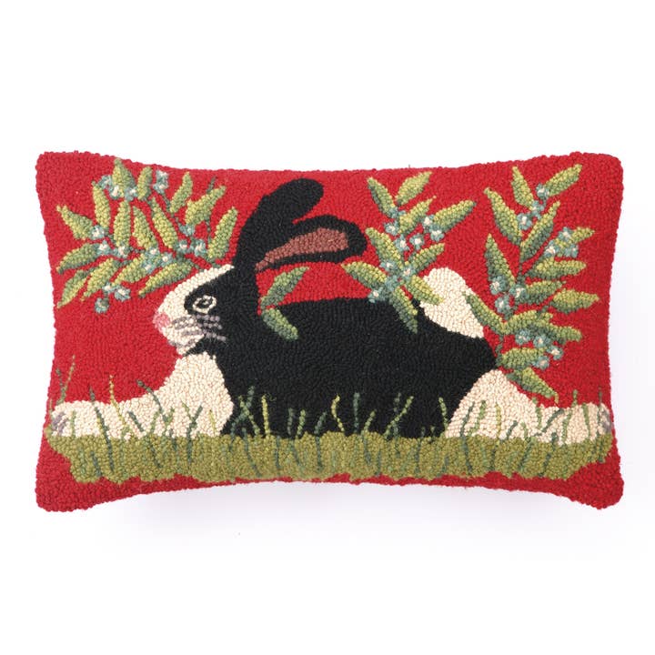 Peking Handicraft - Wholesale Throw/Decorative Pillow - Bunny on Red Hook Pillow - Lisa Hilliker
