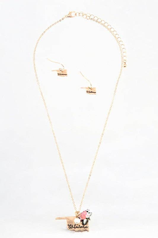 Andrea Bijoux – wholesale Jewellery set – OKLAHOMA STATE PENDANT NECKLACE SET2
